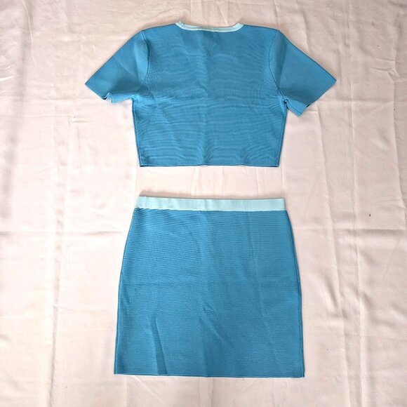 House Of Harlow 1960 Women's Blue Combo Crop Top And Skirt Set Size L/G NWT - Picture 4 of 15